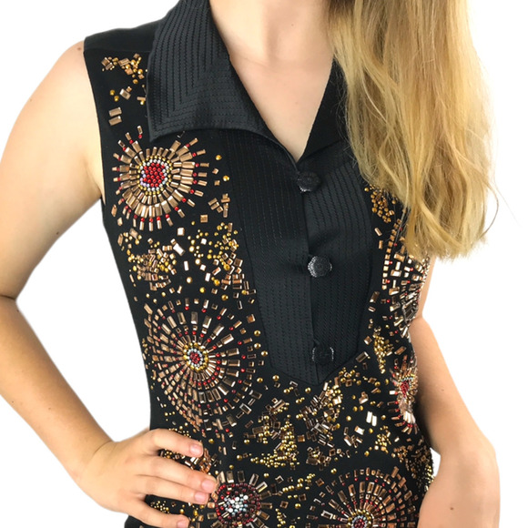 New with tags LIBERTINE BILL BLASS one of a kind couture beaded pencil dress - Picture 4 of 17